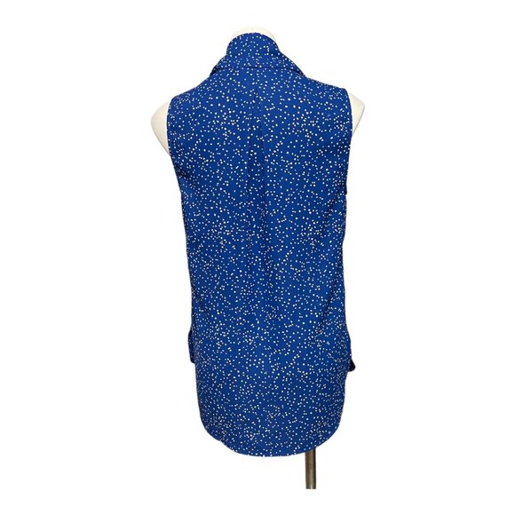 Equipment Femme Small Sleeveless V Neck Blue Printed Blouse - Picture 5 of 7